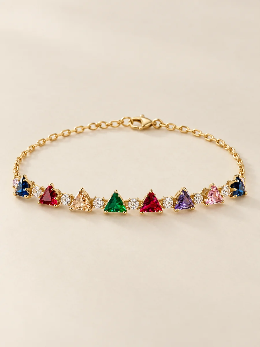 Pulseira de pedras coloridas em fundo bege