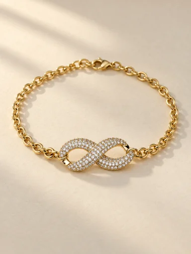 Pulseira de elos entrelaçados — foto em fundo bege